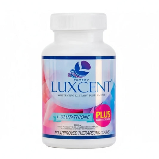 Luxcent L-Glutathione dietary supplement bottle on a white background