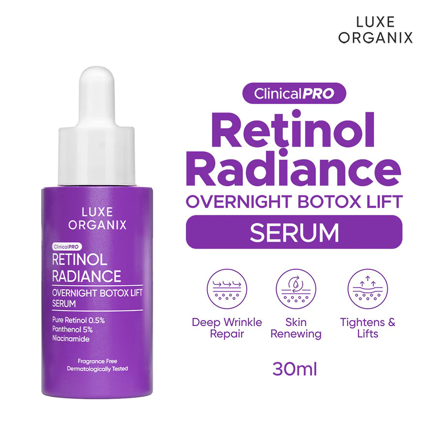  Luxe Organix Clinical Pro Retinol Radiance Overnight Botox Lift Serum Dewy Demure Australia New