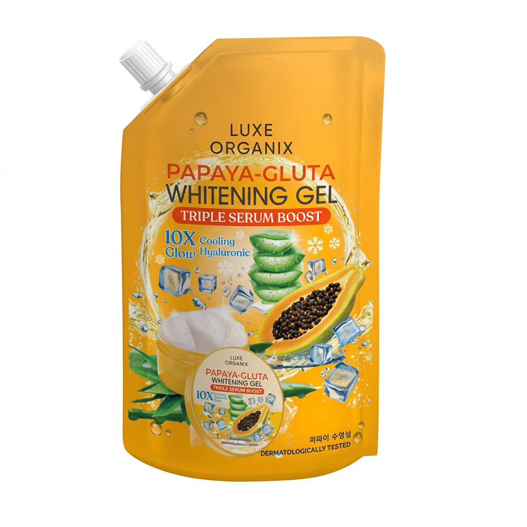Luxe Organix Papaya-Gluta Whitening Gel Triple Serum Boost Dewy Demure Australia