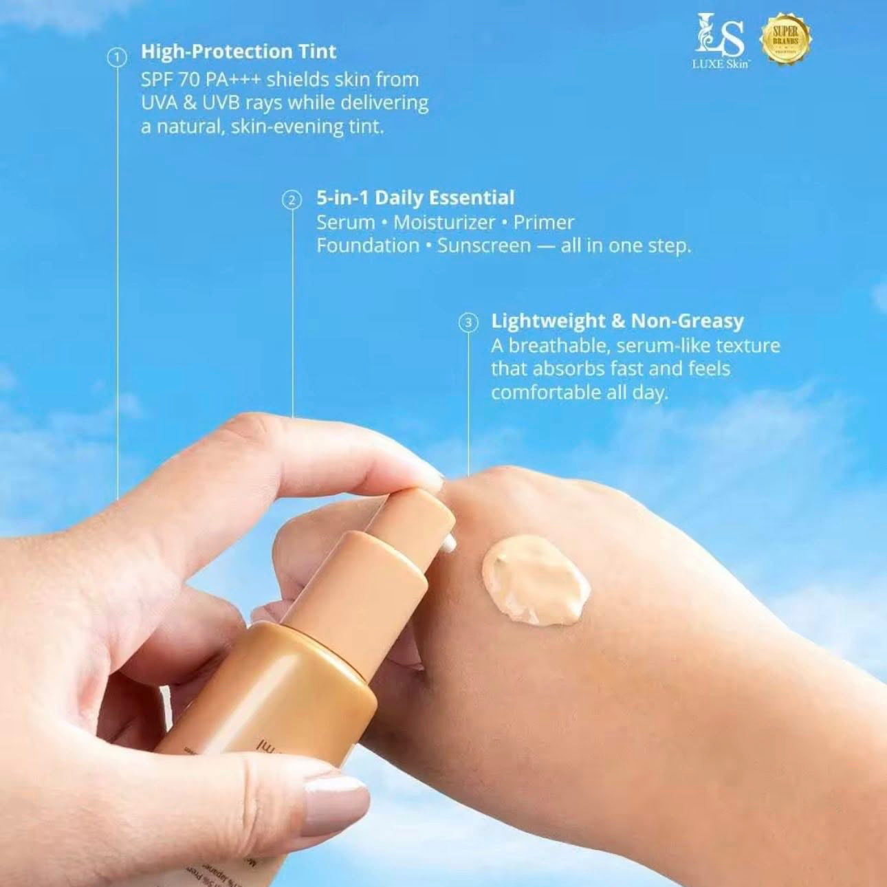 Luxe Skin Tinted Sunscreen Dewy Demure Australia