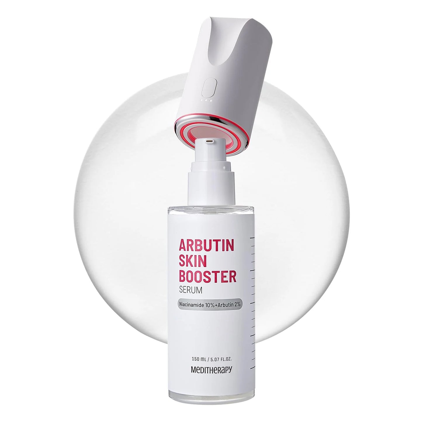 Arbutin Skin Booster Serum bottle with pump on a white background