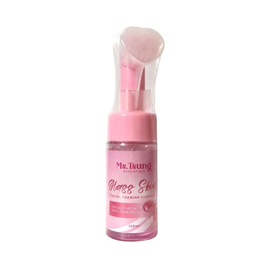 Pink facial cleansing device with 'Ms. Tsung' branding on a white background