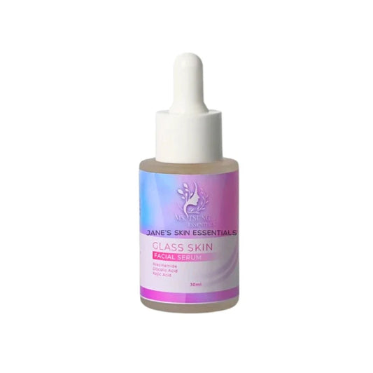 Skincare dropper bottle with colorful label on a white background