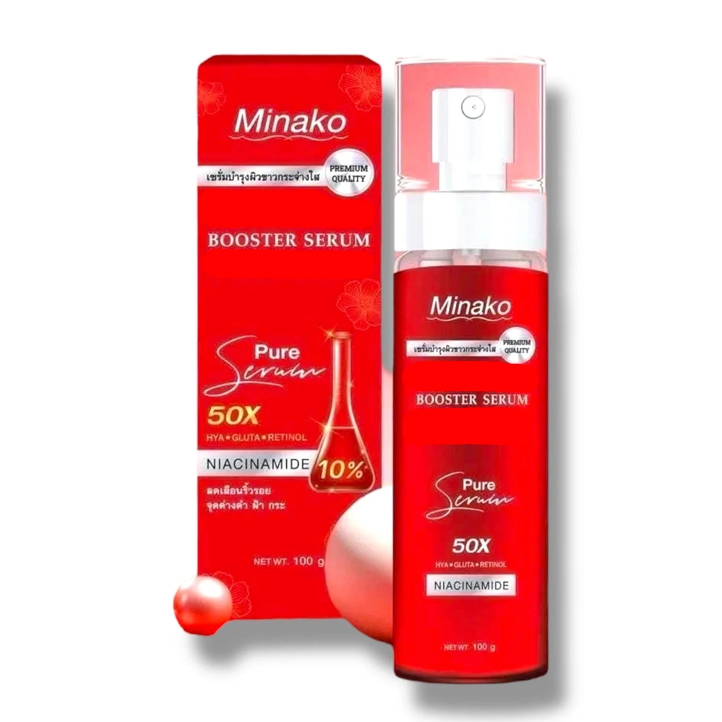 Minako Retinol Booster Serum Nano Labdose packaging and bottle on a white background