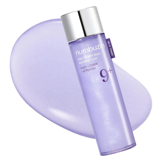 Purple bottle with silver cap on a white background