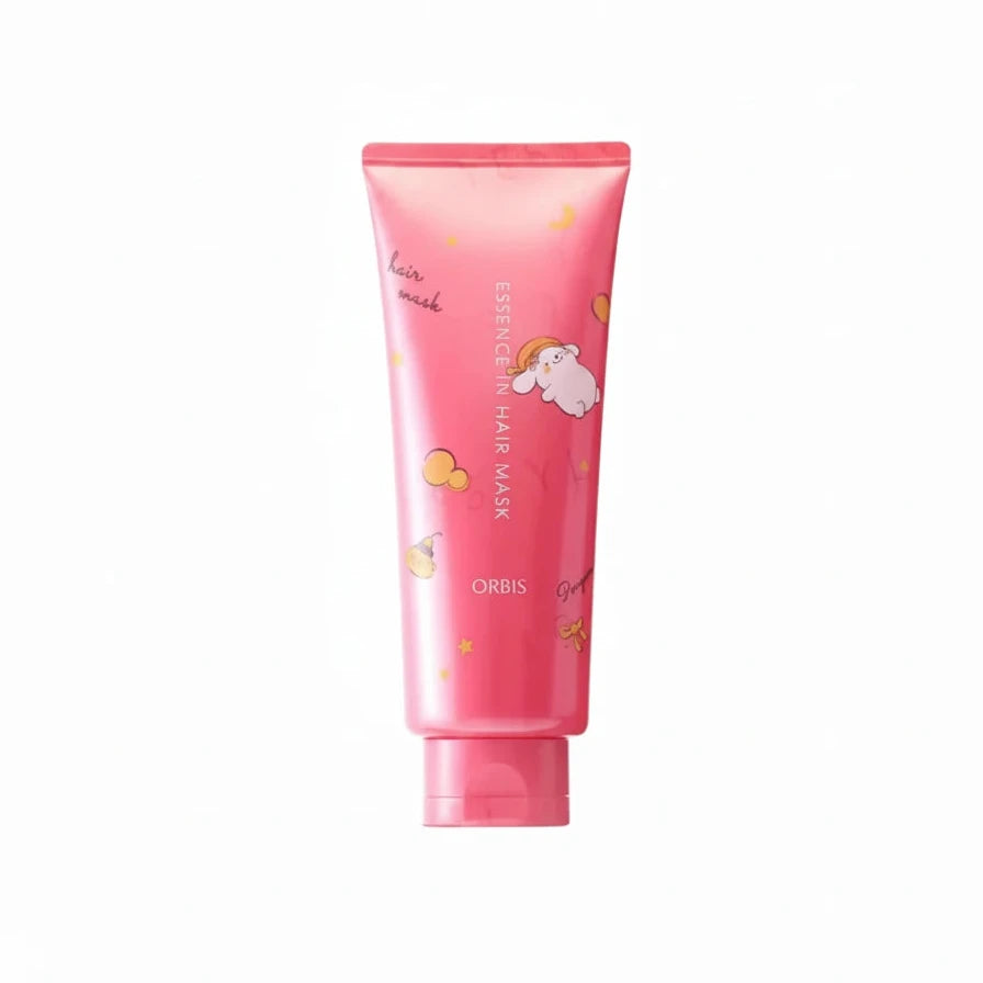 Pink hair mask with cartoon character on a white background