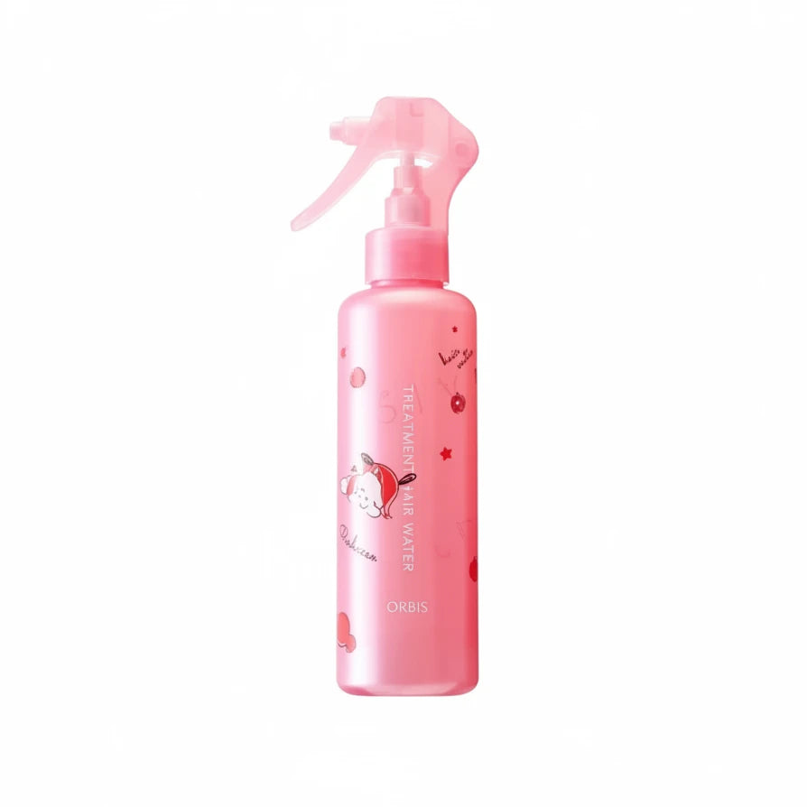Pink spray bottle with a cartoon character on a white background