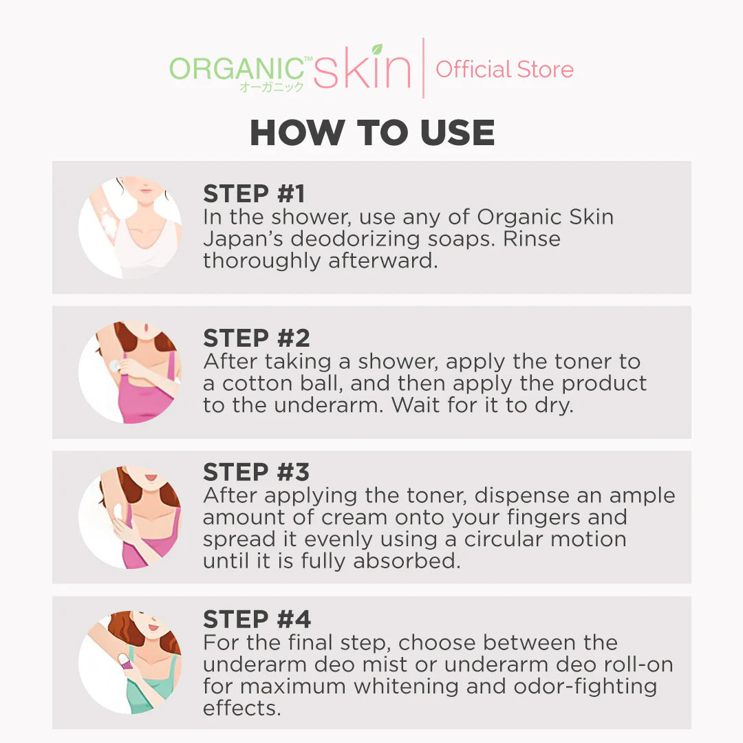 Instructions on how to use Organic Skin products with step-by-step guide and illustrations.