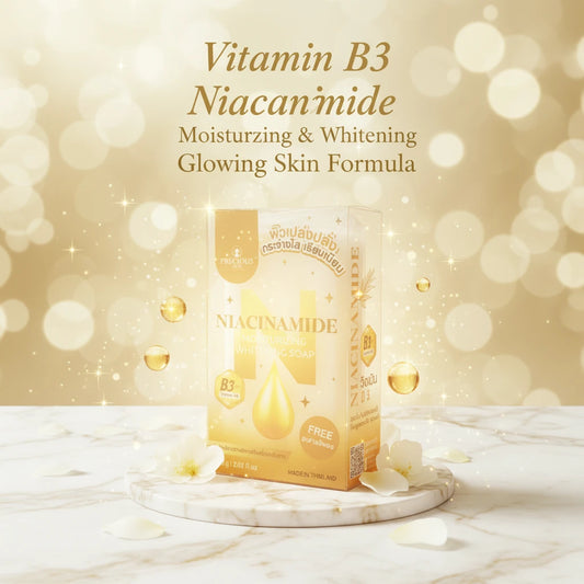 Niacinamide moisturizing whitening soap packaging on a white background
