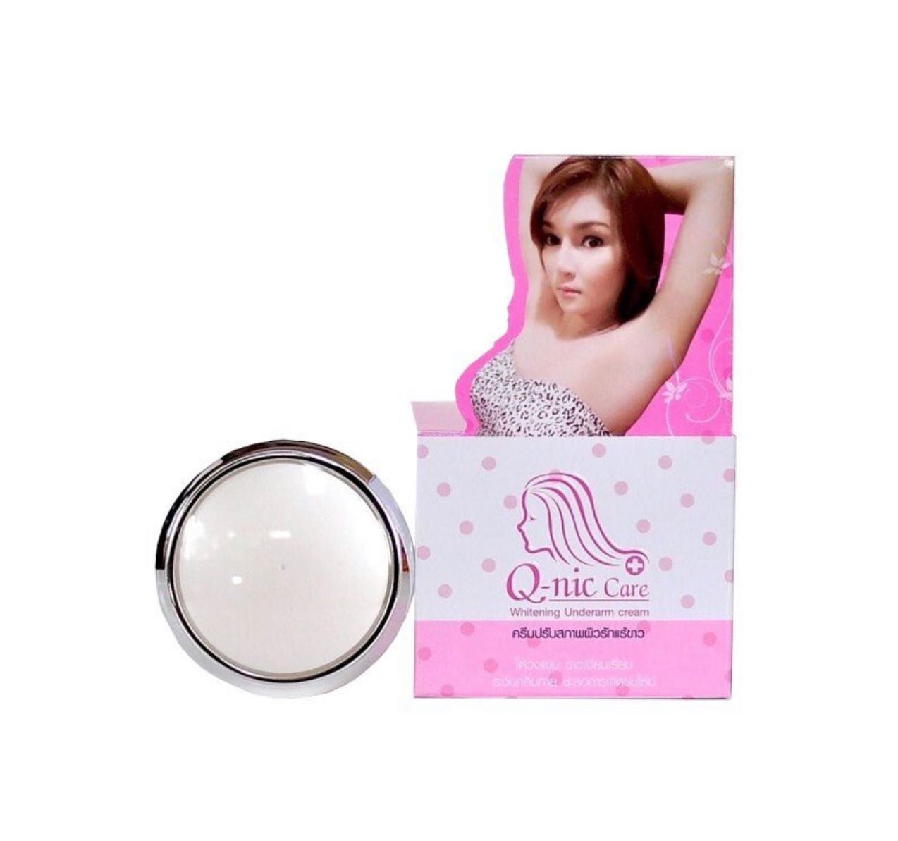 Q-nic Care whitening underwear cream with packaging on a white background