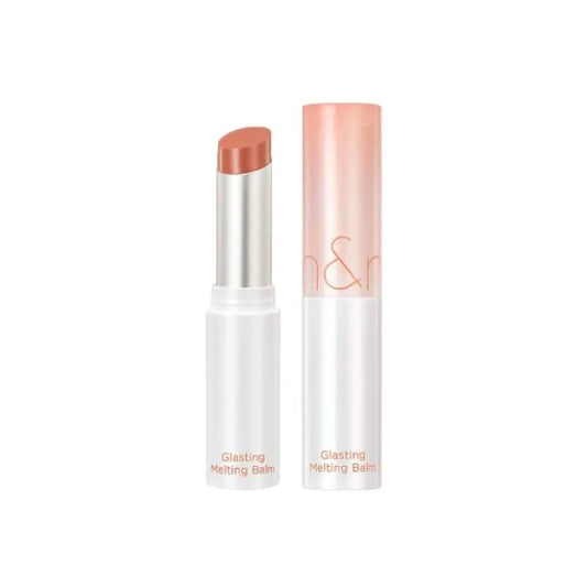 A collection of lip balms in various shades ranging from pink to red, each tube labeled with the brand name.