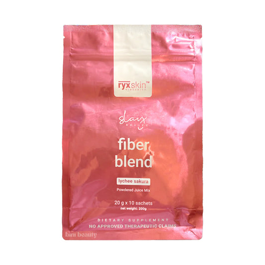 Pink package of fiber blend with 'ryx skin' branding on a white background