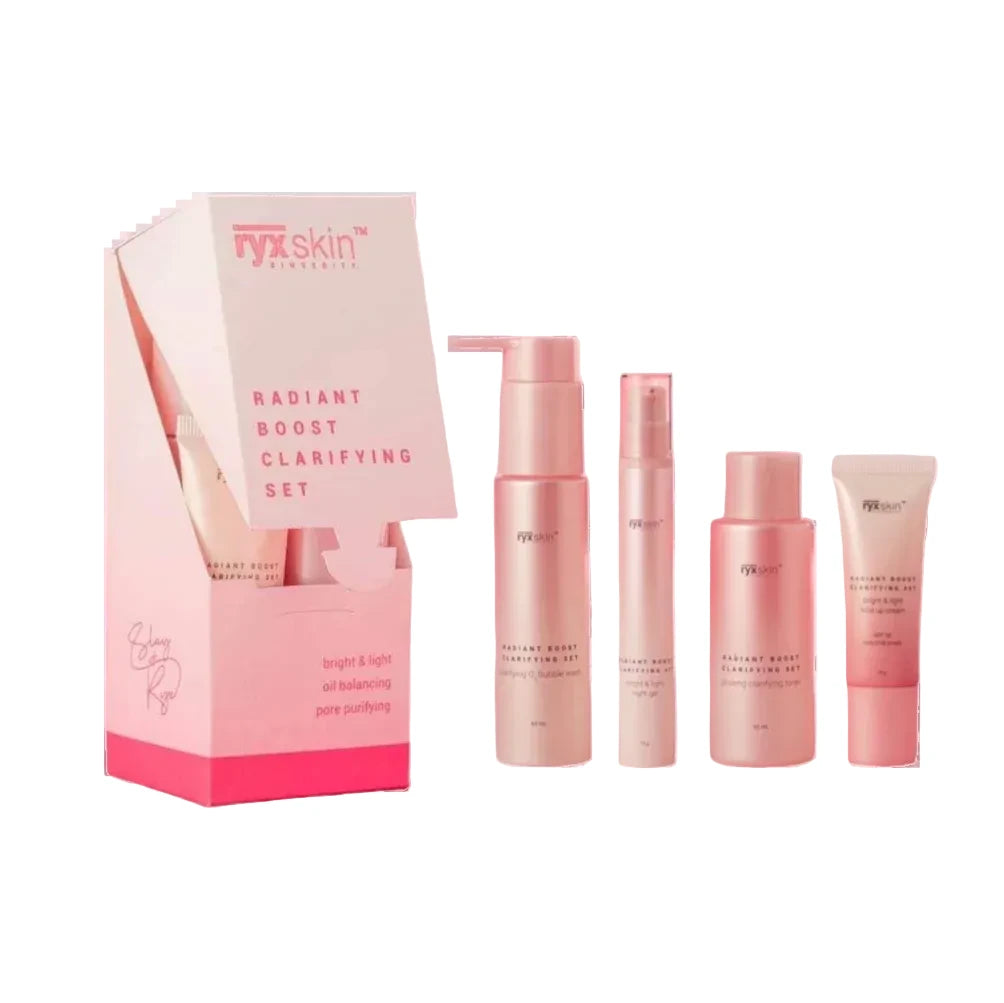 NYX Skin Radiant Boost Clarifying Set with pink packaging on a white background
