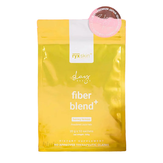 Yellow package of ryx skin fiber blend on a white background