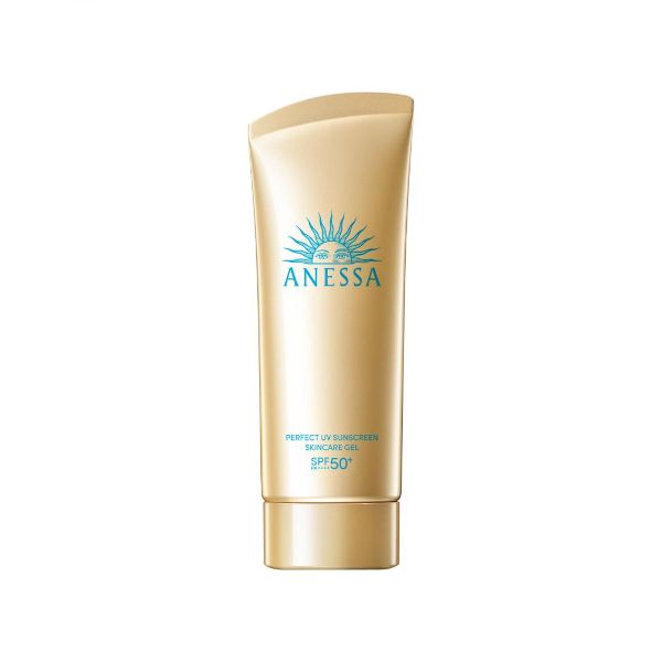 Anessa sunscreen tube on a white background