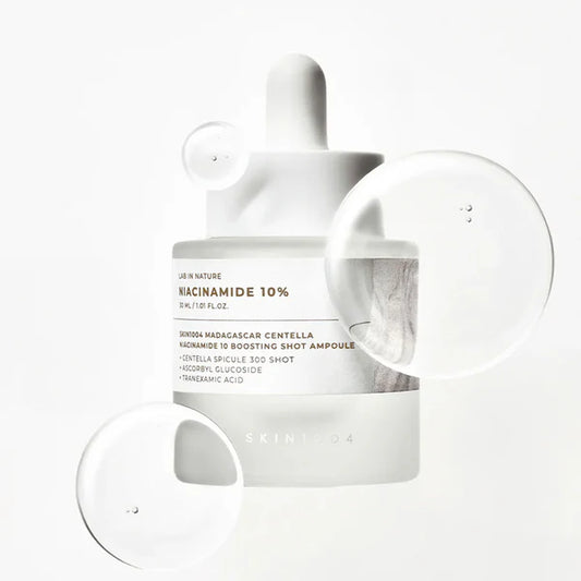 White skincare product with dropper and container on a white background