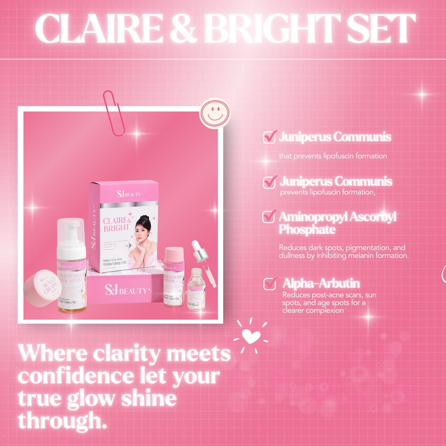 S and J Beauty Claire & Bright Set Dewy Demure Australia