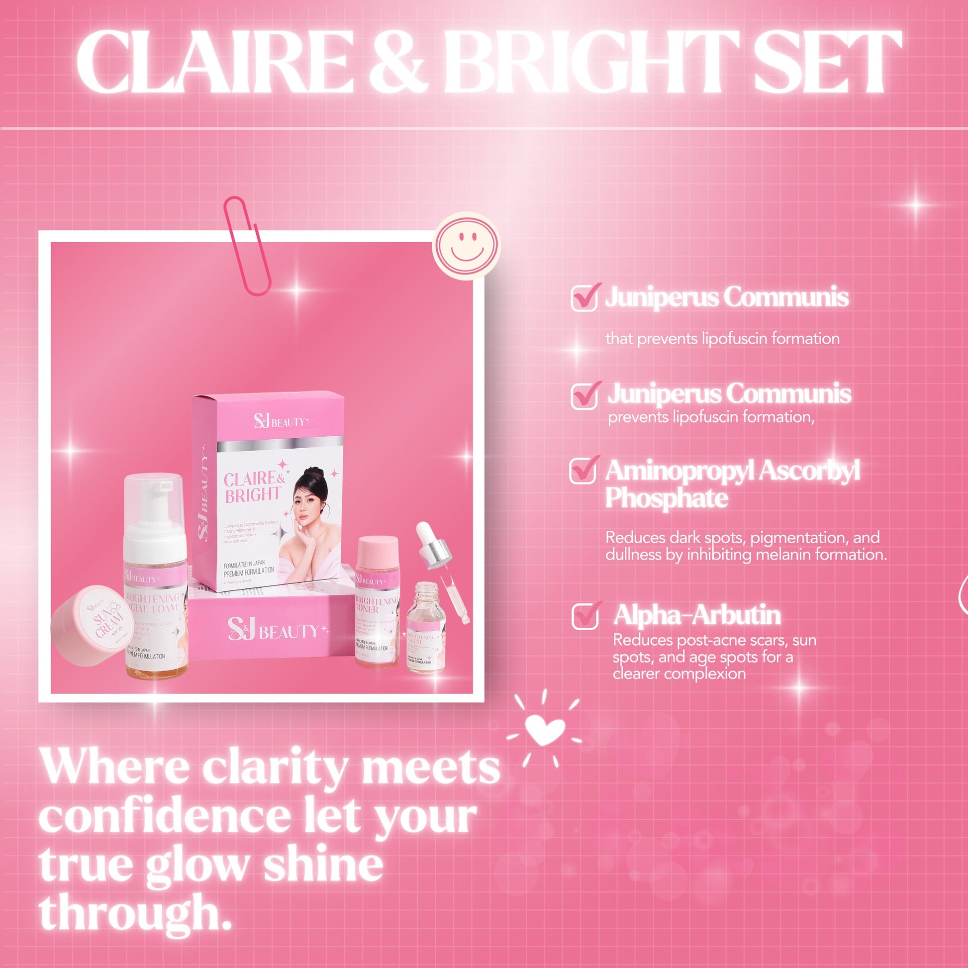 S and J Beauty Claire & Bright Set Dewy Demure Australia