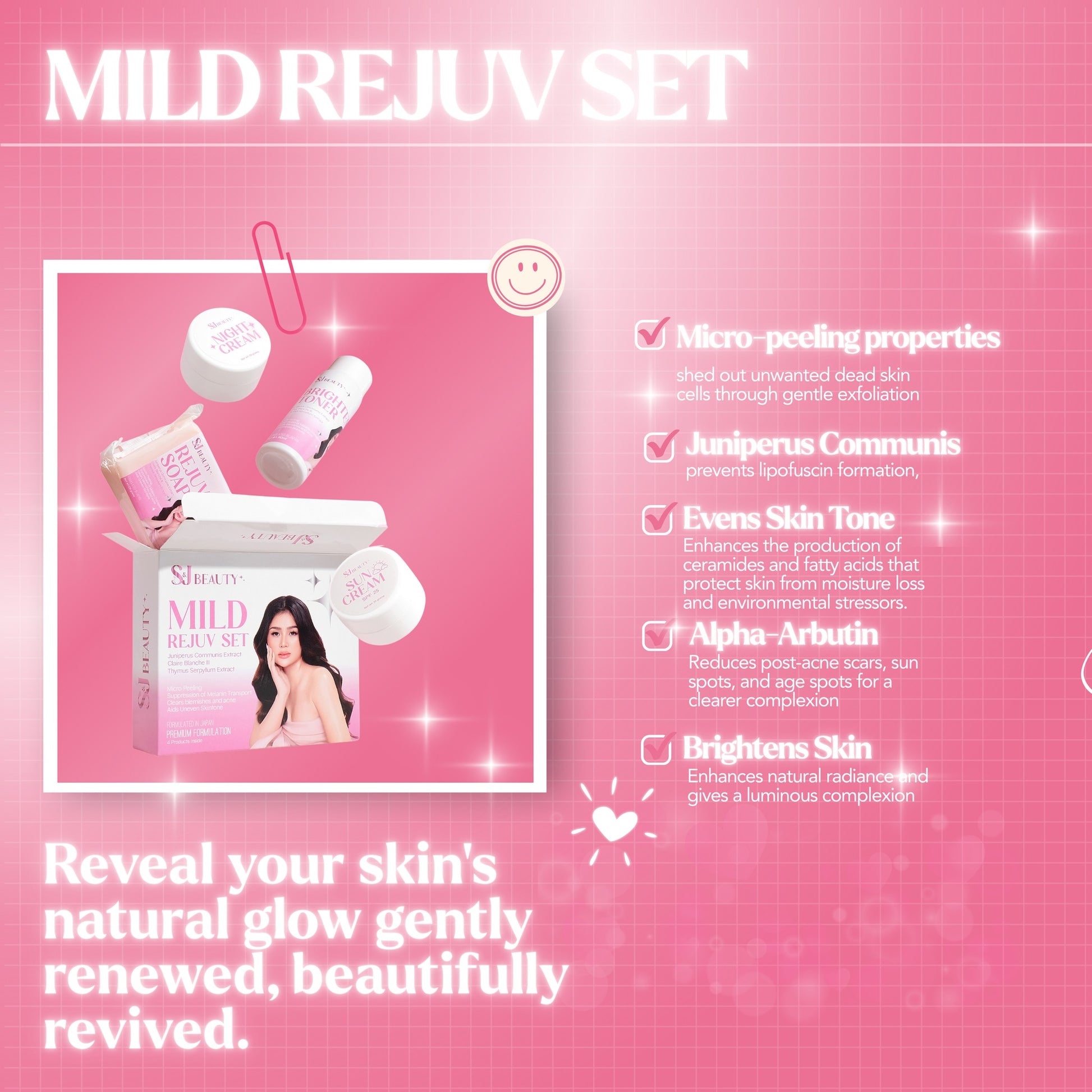 S and J Beauty Mild Rejuv Set Dewy Demure Australia