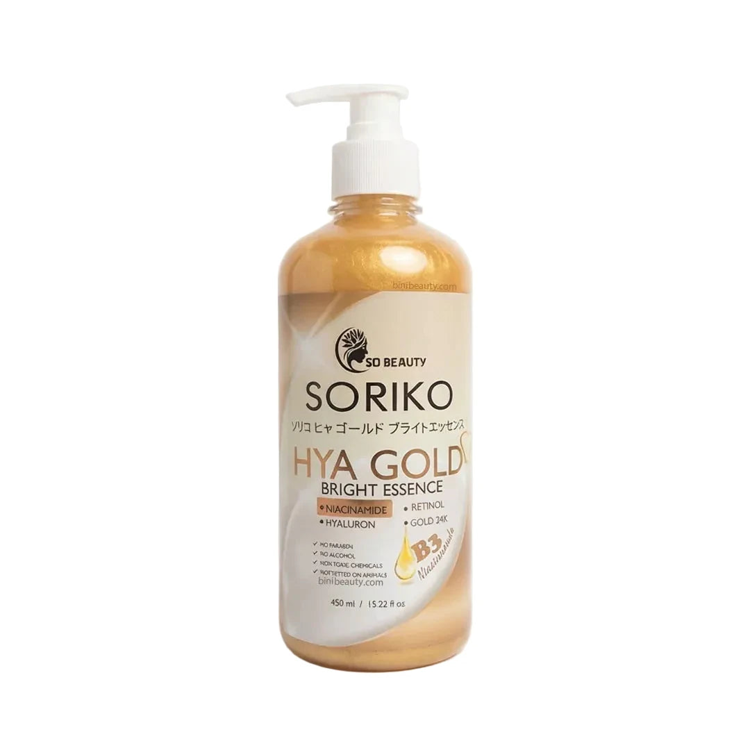 Soriko Hya Gold Bright Essence bottle on a white background