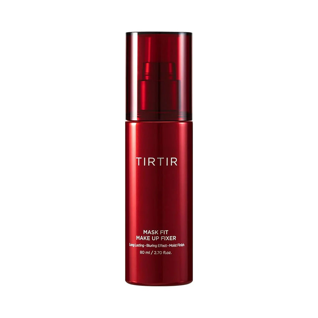 Red bottle of TIRTIR Mask Fit Make Up Fixer on a white background