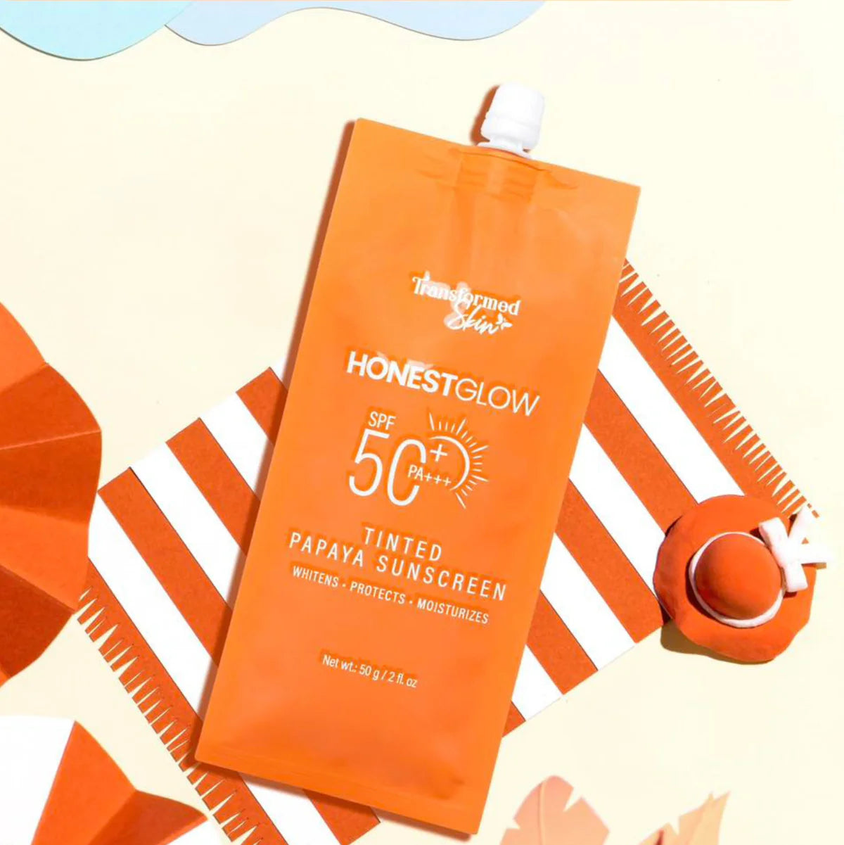 TRANSFORMED SKIN Honest Glow Tinted Papaya Sunscreen Dewy Demure Australia